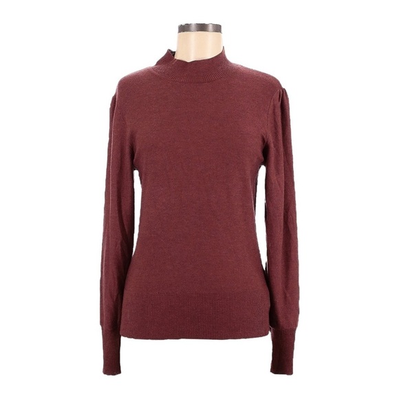 Rachel Zoe Cashmere Blend Puff Sleeve Mock Neck Pullover Sweater Size M NWT Red - Picture 1 of 8